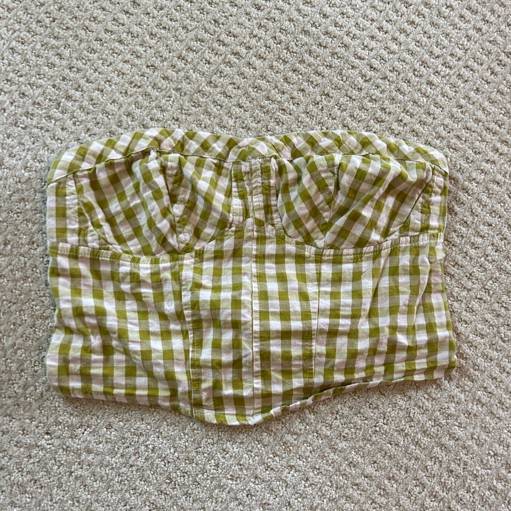 Free People Leilani Tube Top in Green Gingham